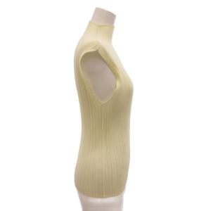 PLEATS PLEASE ISSEY MIYAKE イッセイミヤケ ノースリーブカットソー プリーツ ハイネック ノースリーブ アイボリー /FF GY62