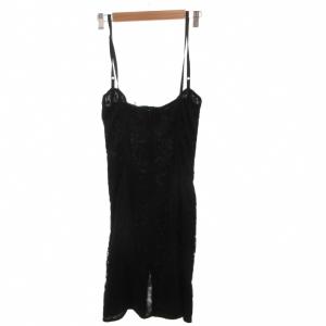 DOLCE&GABBANA レースキャミワンピース ドレス タイト ひざ丈 40 黒 ブラック /FF GY62
