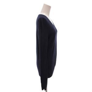 JIL SANDER ニット セーター Vネック 毛 シルク混 長袖 38 紺 ネイビー /FF GY62