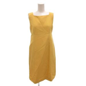 Dress Gimovu ワンピース スクエアネック ひざ丈 ノースリーブ シルク混 38 黄 イエロー