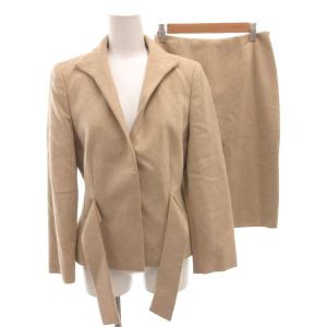 ROMA スーツ セットアップ ジャケット スカート カシミヤ混 シングル 40 茶 ブラウン /FF