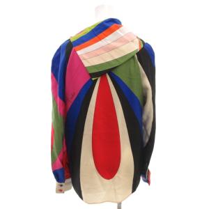 Emilio Pucci シャツ ブラウン 総柄 デザインネック 絹 シルク 長袖 38 マルチカラー /FF GY62