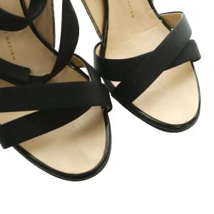 GIUSEPPE ZANOTTI サテン＆パイソンレザー ストラップサンダル 38.5 黒 ブラック ベージュ /SS OS GY62