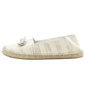 Salvatore Ferragamo エスパドリーユ ヴァラリボン フラットシューズ 9.5M アイボリー /SR GY62
