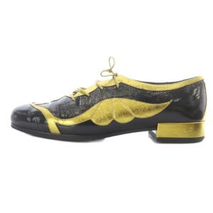 BOTTEGA VENETA レザーシューズ ドレスシューズ 36.5 黒 ブラック ゴールド色 /SR GY62
