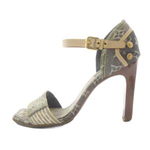 LOUIS VUITTON モノグラムデニム パンプス ハイヒール 37.5 グレー 茶 ブラウン /SR GY62