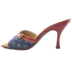 LOUIS VUITTON モノグラムデニム ミュール 35.5 レッド