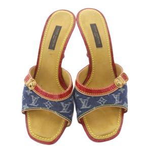 LOUIS VUITTON モノグラムデニム ミュール 35.5 レッド