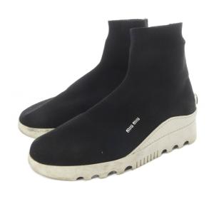 miumiu ソックススニーカー ロゴ 37.5 黒 ブラック 白 ホワイト /SR GY62