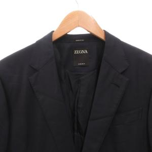 Zegna テーラードジャケット ブレザー ビジネス シングル ウール 170 紺 ネイビー /FF GY62