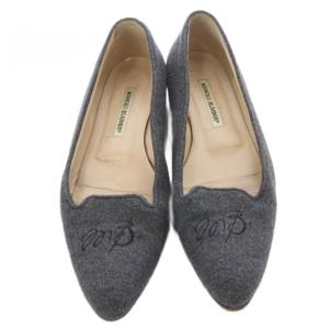 MANOLO BLAHNIK フラットシューズ パンプス 39.5 グレー /SR GY62