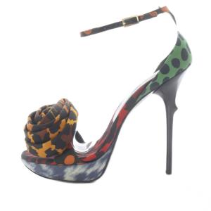 ROGER VIVIER ROSE IN ROLL サンダル ストラップ ピンヒール 38.5 マルチカラー /SR GY62