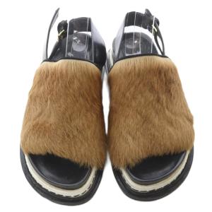 MARNI ハラコ シューズ サンダル ストラップ 35 茶色 ブラウン 黒 ブラック /SR GY62