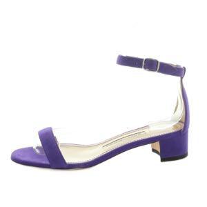 MANOLO BLAHNIK CHAFLAHI サンダル ブロックヒール ストラップ スエード 37 24.0cm 紫 /MI GY62