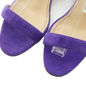 MANOLO BLAHNIK CHAFLAHI サンダル ブロックヒール ストラップ スエード 37 24.0cm 紫 /MI GY62
