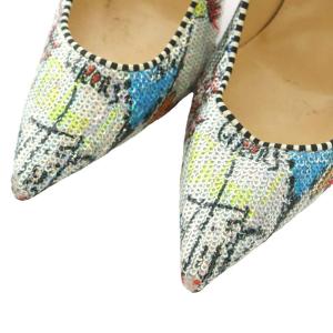 Christian Louboutin パンプス ポインテッドトゥ ハイヒール ピンヒール スパンコール 総柄 37.5 24.5cm シルバーカラー