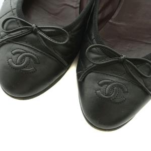CHANEL バレリーナ フラットシューズ キルティング 36.5C ブラック
