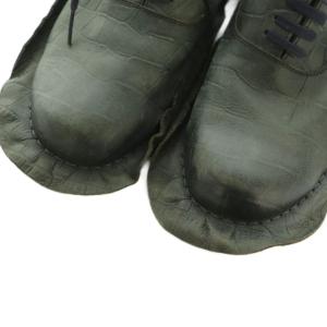 COMME des GARCONS レースアップシューズ クロコ型押し 23.5cm 黒 /MI GY62