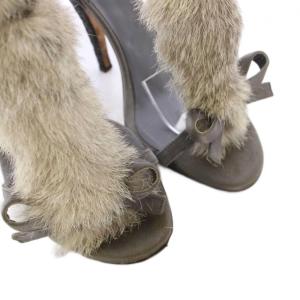 Christian Dior サンダル スエード ファー 36.5 グレー