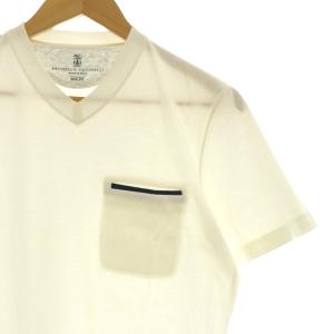 BRUNELLO CUCINELLI スリムフィットＴシャツ カットソー Vネック 半袖 XS 白 ホワイト /SS OS GY62