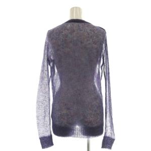 me ISSEY MIYAKE ニット セーター モヘア混 シアー 長袖 ポケット パープル /MY OS GY62