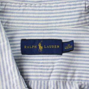 RALPH LAUREN シャツ M 青 ブルー ストライプ柄 半袖 ボタンダウンカラー /AP GY62