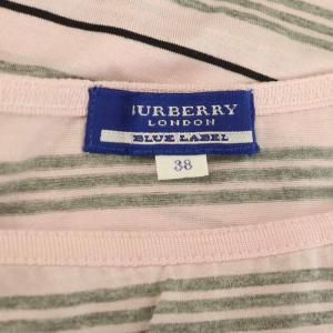 BURBERRY BLUE LABEL ボーダートップス カットソー 半袖 ロゴ刺繍 38 ピンク /MY OS GY62