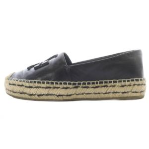 TORY BURCH エスパドリーユ スリッポン シューズ レザー 6.5M 黒 ブラック /SR GY62