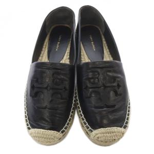 TORY BURCH エスパドリーユ スリッポン シューズ レザー 6.5M 黒 ブラック /SR GY62