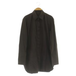 長袖シャツ 比翼ボタン コットン XS ブラウン