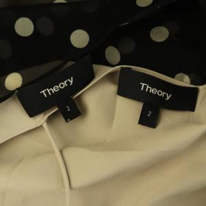 Theory シルクドットワンピース ロング ノースリーブ シアー インナー付 2 ブラック /MY OS GY62