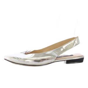 Sergio Rossi スリングバックパンプス フラットシューズ レザー 38 シルバー /TK GY62
