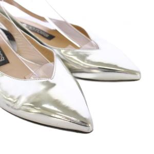 Sergio Rossi スリングバックパンプス フラットシューズ レザー 38 シルバー /TK GY62