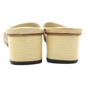 GUCCI サンダル GGキャンバス レザー チャンキーヒール 37 茶 ブラウン ベージュ /KU GY62