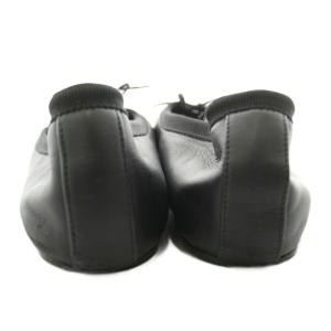 Alexander McQueen バレエシューズ パンプス レザー メタリック 切替 リボン 38 黒 ブラック /KU GY62