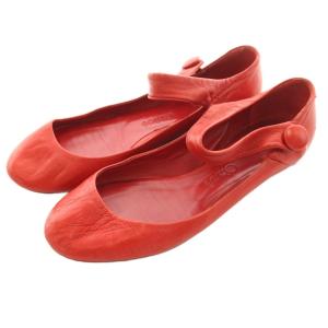 フラットシューズ パンプス ストラップ レザー 36 赤 レッド /KU GY62