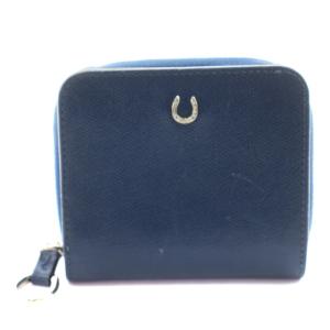 二つ折り ミニ財布 ウォレット レザー 小銭入れあり 青 ブルー /KU GY62