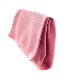 JIL SANDER NAVY クラッチバッグ フラップ レザー スタッズ ピンク /KU GY62