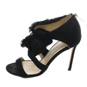 JIMMY CHOO ラッフル付きサンダル 36.5 黒 ブラック /SS OS GY62