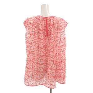 Drawer ノースリーブカットソー レース 花柄 刺繍 バックジップ 36 赤 レッド /FF GY57