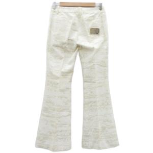 DOLCE&GABBANA フレアパンツ 38 白 ホワイト センタープレス ロゴプレート ロング丈 /YS18 GY57