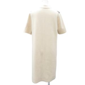 TORY BURCH ニットワンピース シルク S アイボリー 花柄 ポロカラー 半袖 ひざ丈 /YS20 GY57