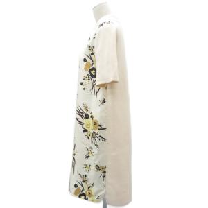 TORY BURCH ニットワンピース シルク S アイボリー 花柄 ポロカラー 半袖 ひざ丈 /YS20 GY57