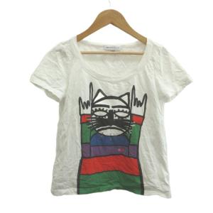 Tシャツ 38 白 ホワイト イラストプリント ラウンドネック 半袖 /NP GY57