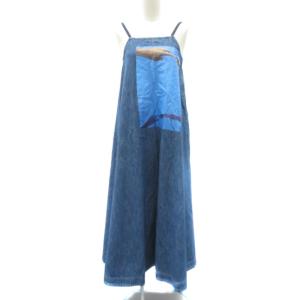 Caramba デニムキャミソールワンピース 2 青 ブルー プリント マキシ丈 ロング丈 /YS13