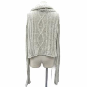 Ermanno Scervino ニットカーディガン アルパカ混 42 ライトグレー ショールカラー フリル 花モチーフ ミドル丈 /YS33
