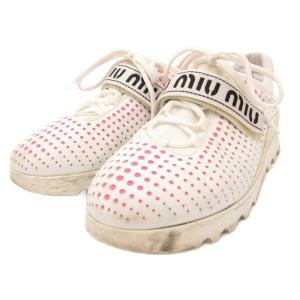 miumiu パンチング ロゴスニーカー シューズ ローカット 23.5cm 白 ホワイト /JS GY62