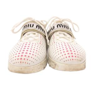 miumiu パンチング ロゴスニーカー シューズ ローカット 23.5cm 白 ホワイト /JS GY62