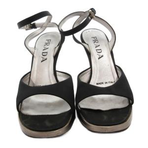 PRADA サテン サンダル ウェッジソール シューズ ストラップ 黒 ブラック /FF GY62