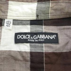 & DOLCE&GABBANA カジュアルシャツ 40 茶 ブラウン チェック柄 半袖 ボタンダウン /YU GY62
